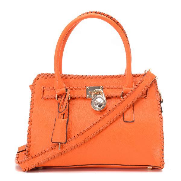 michael kors hamilton woven baldric stoff tangerine gloden Lave Priser c78o1